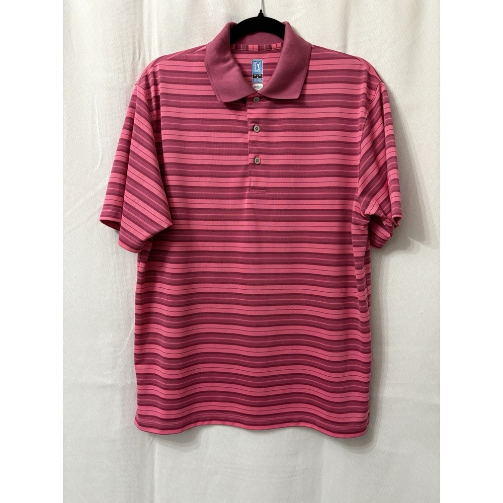 PGA Tour golf‎ Polo Shirt Size M Striped Airflux polyester short sleeve